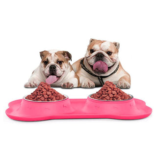 Double Bowl With Non-Skid Silicone Mat